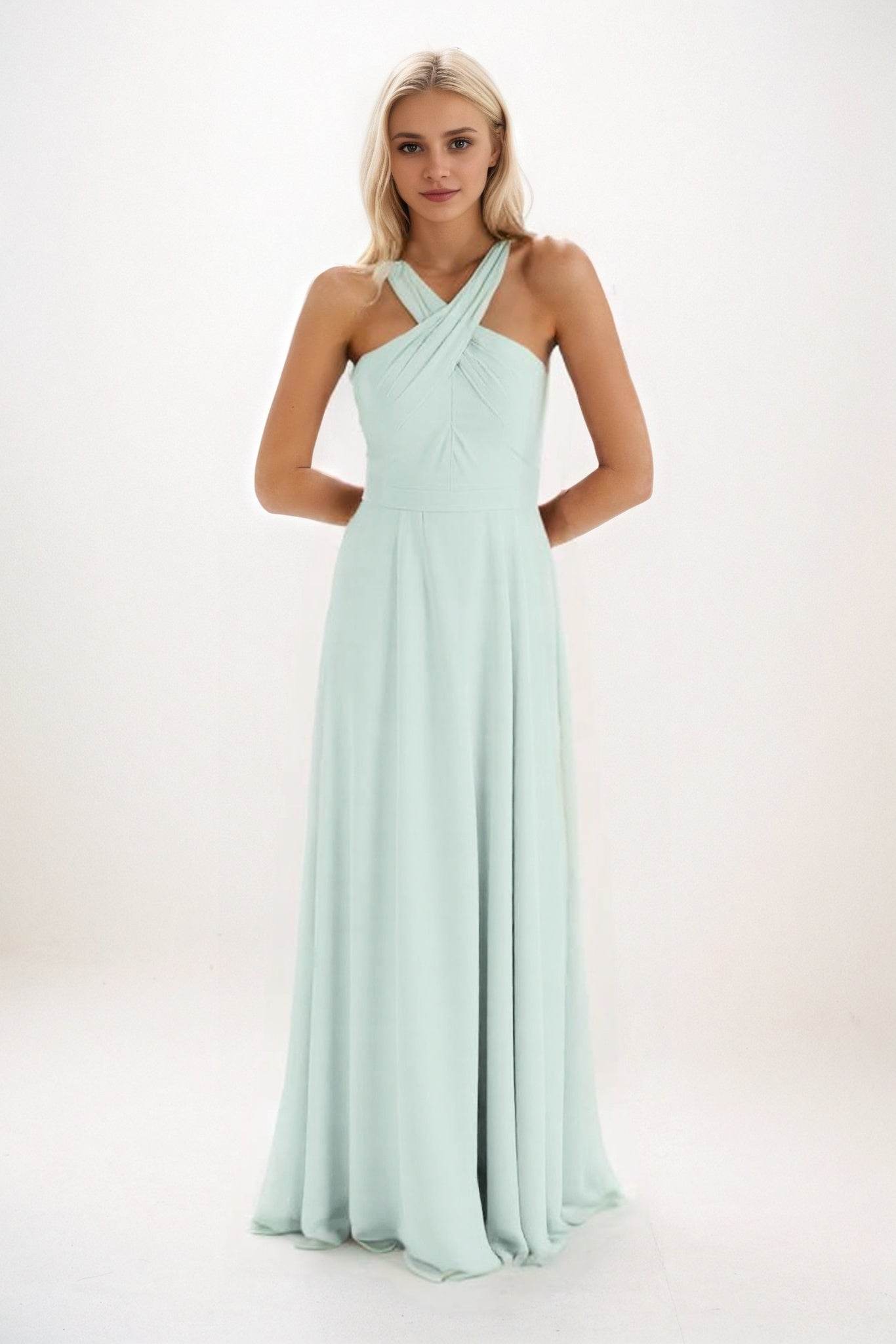 A-Line Maxi Chiffon Bridesmaid Dress CB0824 - COCOMELODY